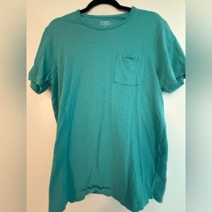 J. Crew Men's Aquatic Blue Short Slub Pocket Tee